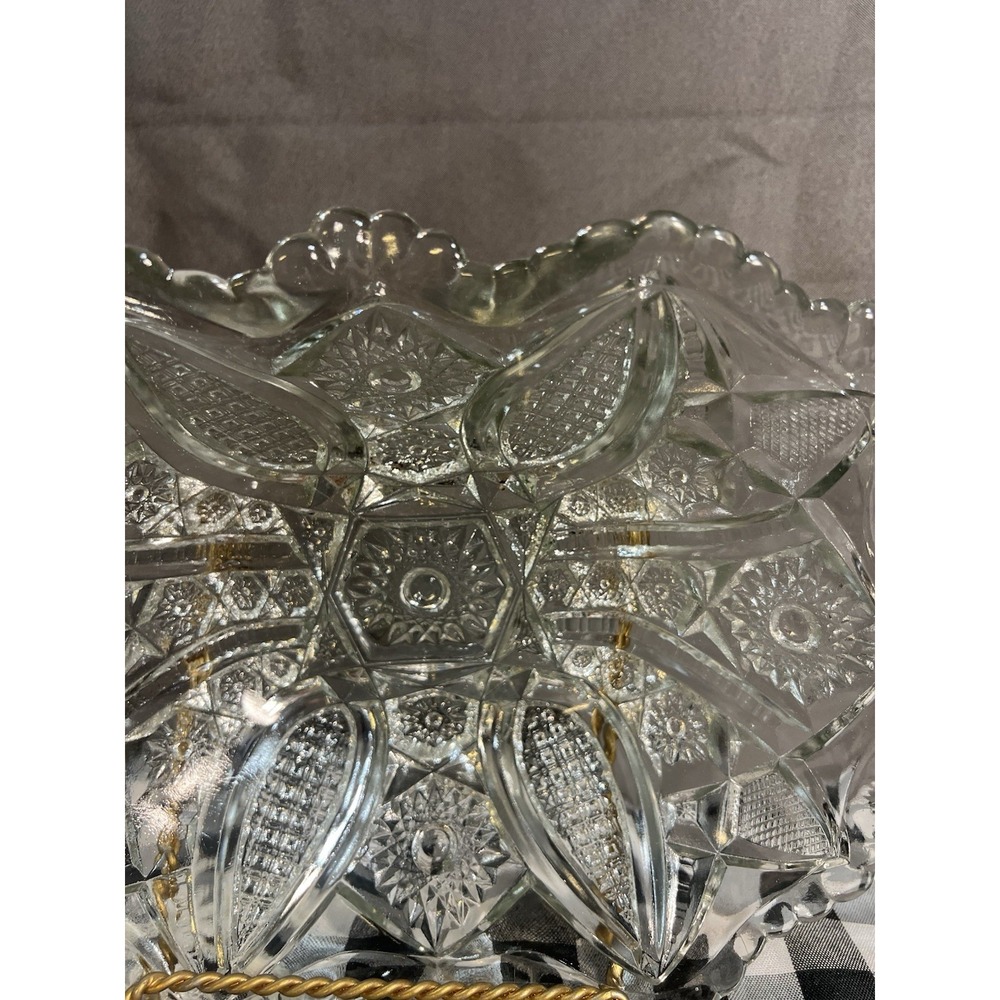 VTG Glass Serving Bowl Clear Daisy & Fine cut by Indiana 10 x 3 Rectangle (2571) - Picture 3 of 8